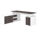 72W L Shaped Desk in White and Storm Gray C14895
