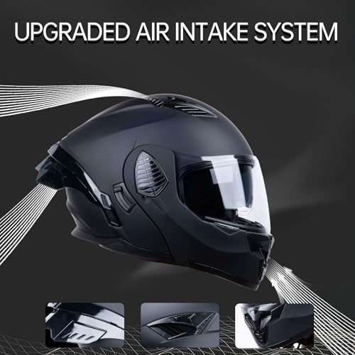 Matt Black Medium Full Face Modular Motorcycle Helmet E2019
