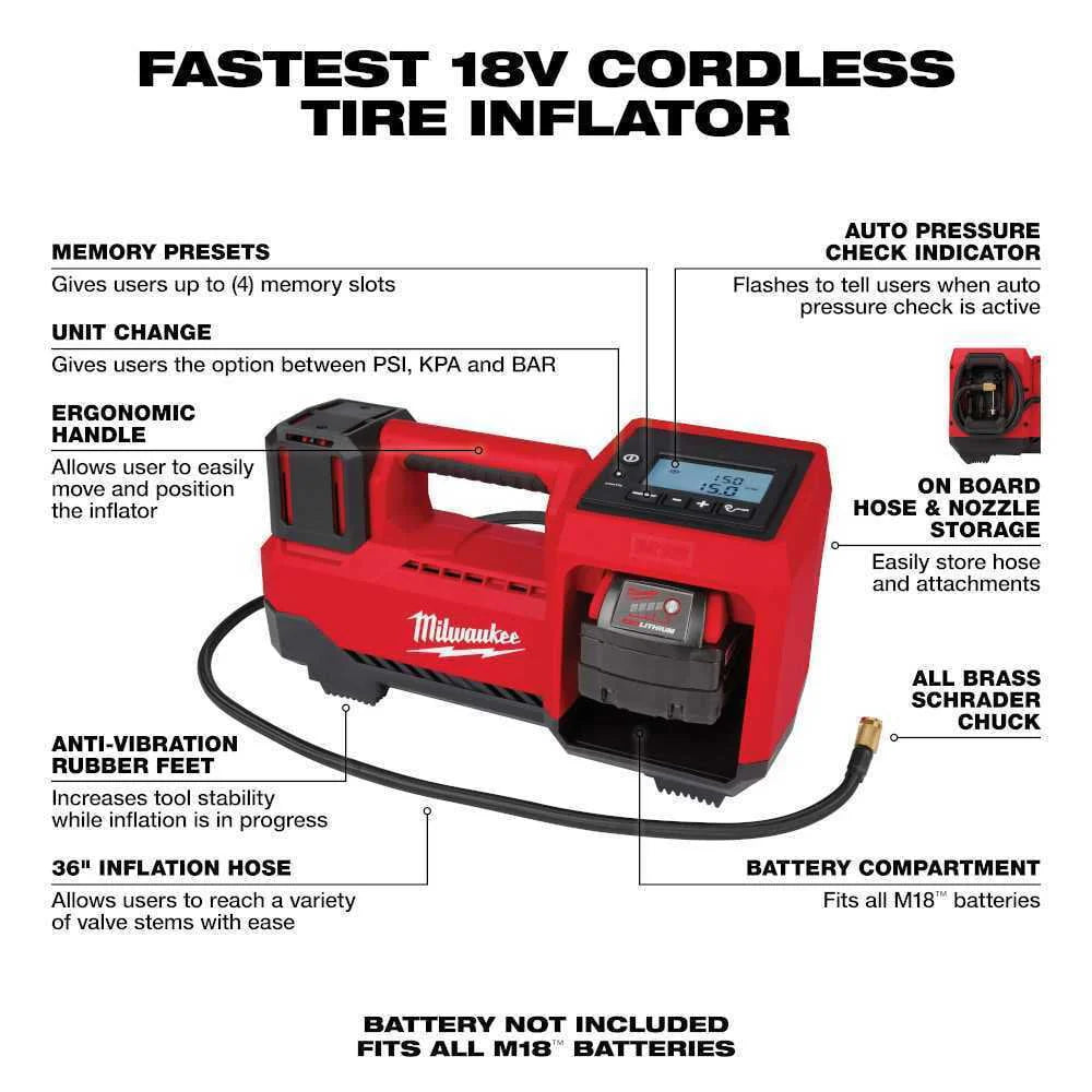 M18 Cordless Compact Tire Inflator E24969