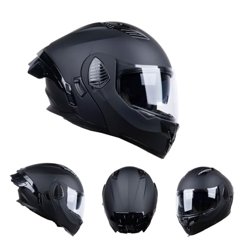 Matt Black Medium Full Face Modular Motorcycle Helmet E2019