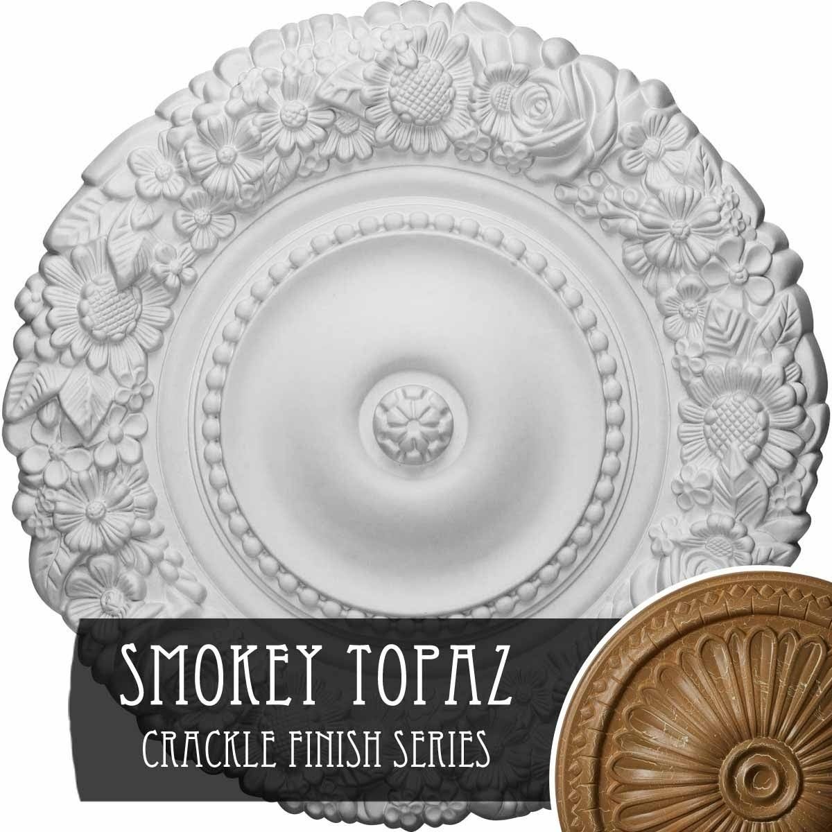 Hand-Painted Smokey Topaz Crackle Ceiling Medallion K299675