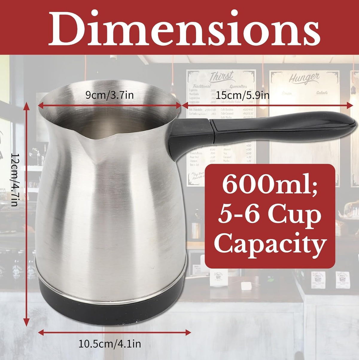 Stainless Steel Electric Turkish Coffee Maker, 600ml L399