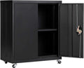 Metal Storage Cabinet with Wheels, Lock and Adjustable Shelf I796661