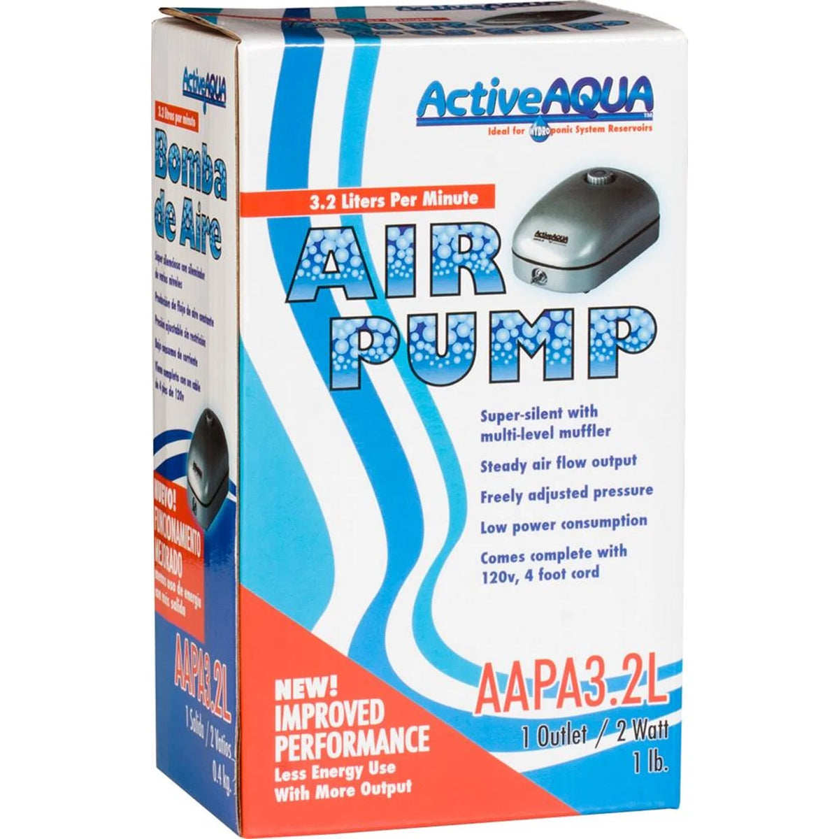 2 Watt 3.2 LPM 50 GPH 120 Volt Single Outlet Aquaponics Air Pump F360