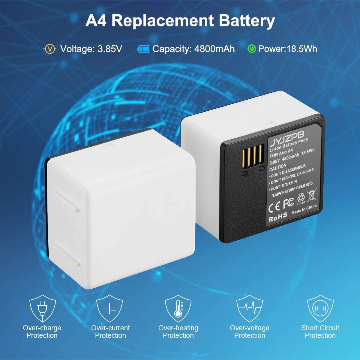 2 Pack 3.85V 4800mAh Replacement Batteries with Dual Battery Charger P253289