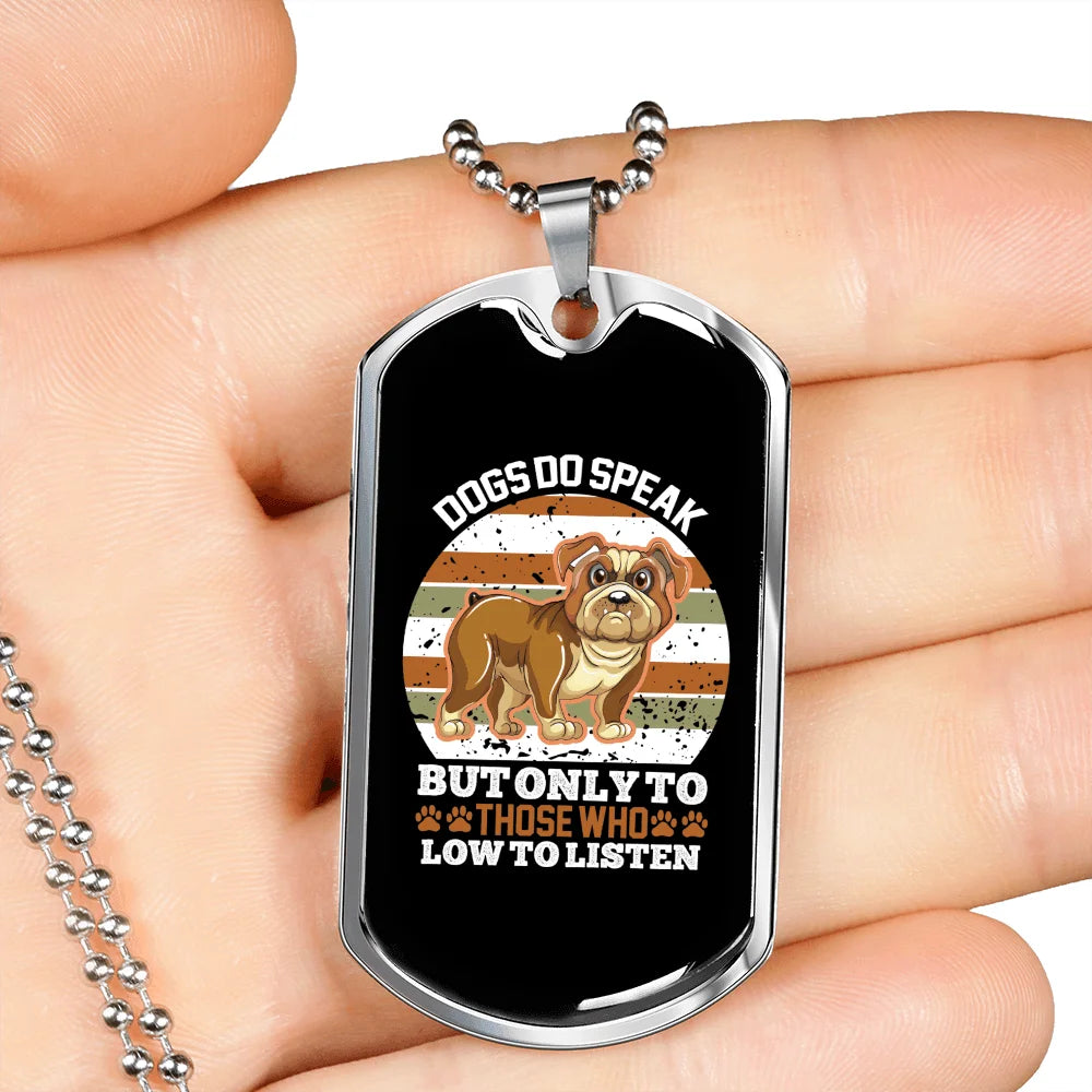 White Necklace Stainless Steel Dog Tag 24" Chain X9664