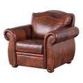 Genuine Leather Accent Chair in Marco Brown X2504