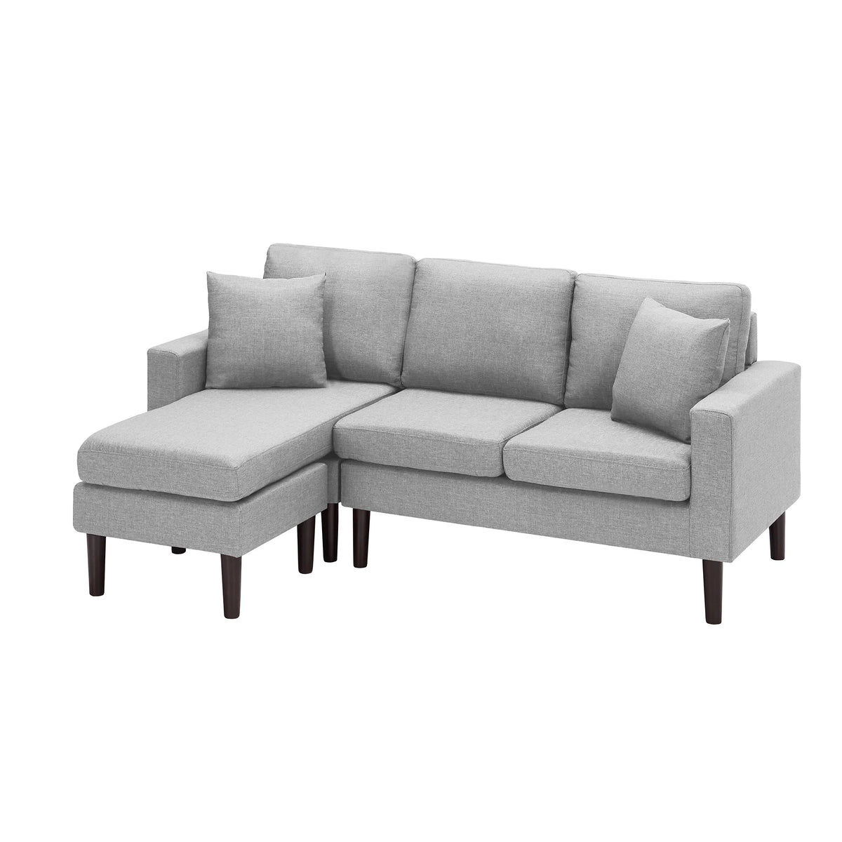 Light Grey Fabric Left Hand Facing Sectional Sofa J645