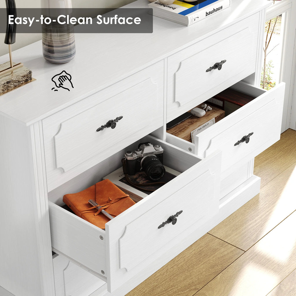 White 6 Drawer Wood Dresser H67922