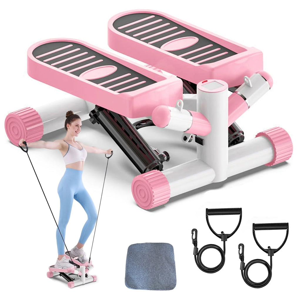 Pink Portable Mini Stepping Machine with Resistance Band Q48337