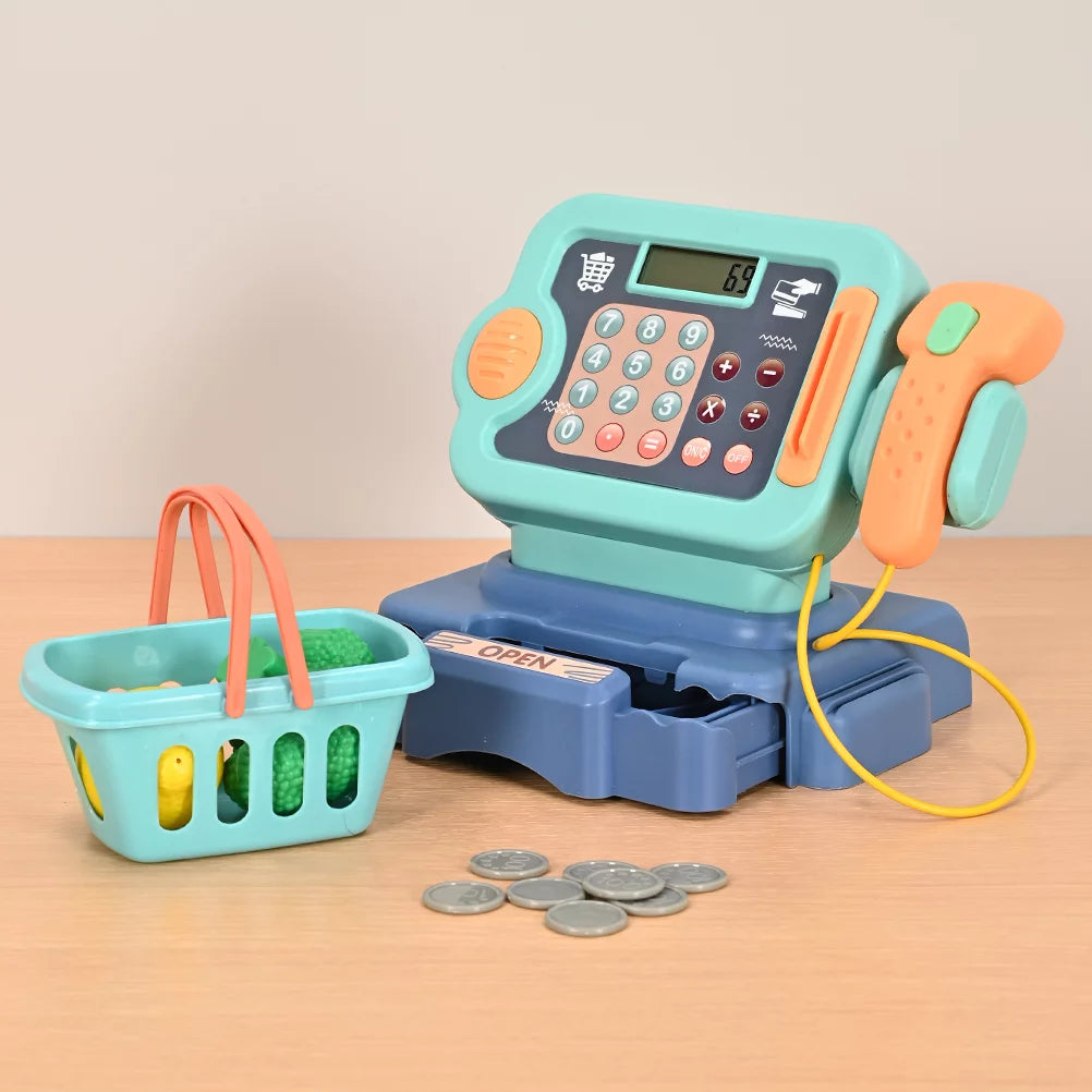 Pretend Play Calculator Cash Register with Scanner, Microphone, Play Food S970725