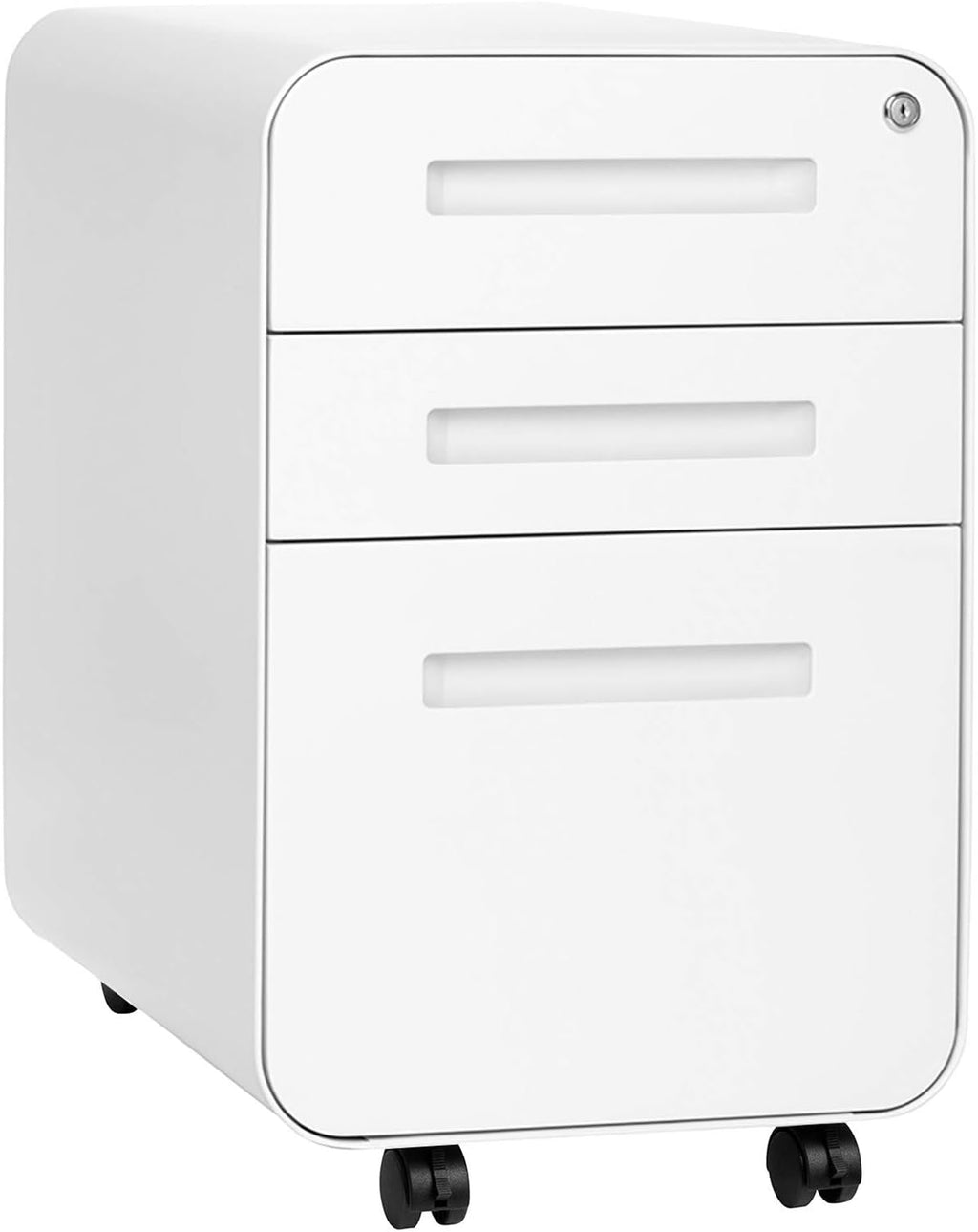 3-Drawer Mobile File Cabinet Orange Faceplate E8074