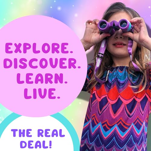 8x21 Pink Compact Kids Binoculars Set with Neck Strap V6467