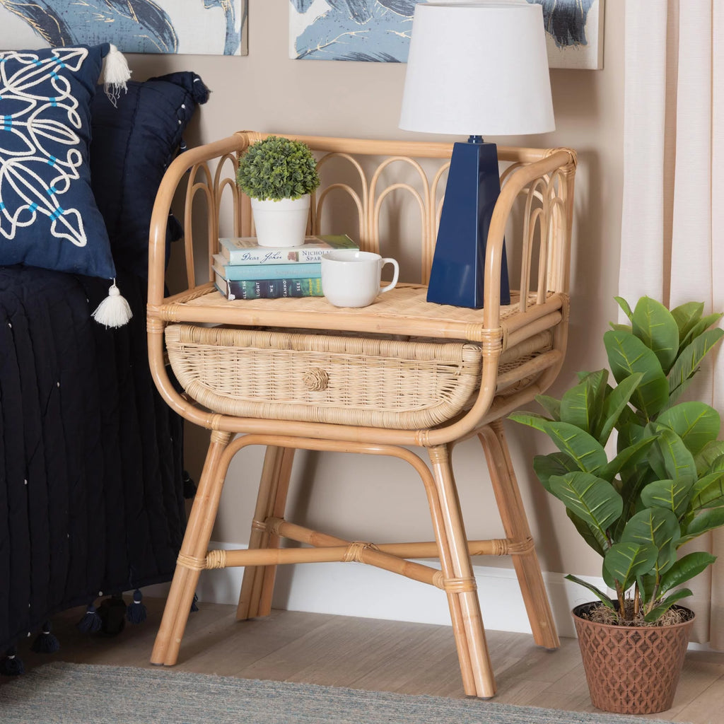 Natural Brown Rattan Nightstand N890347