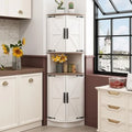64.8" Tall White Corner Cabinet with 4 Doors and 5 Shelves B8849