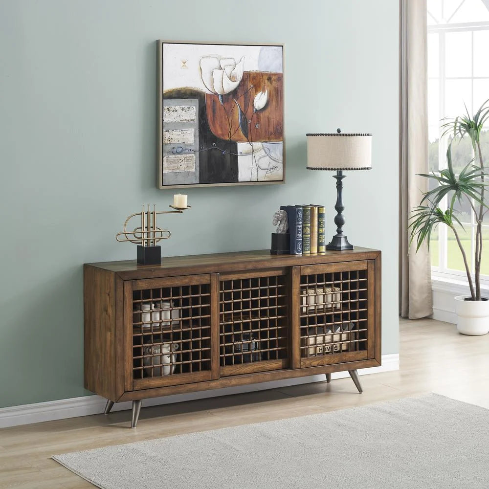 Brown Wood Credenza with Sliding Doors S5241