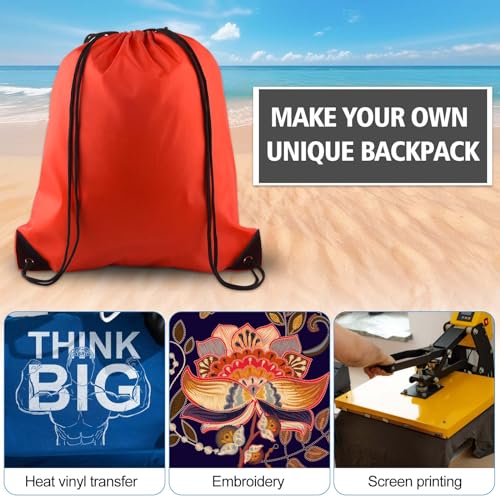 25Pcs Red Drawstring Backpack Bags Q71474
