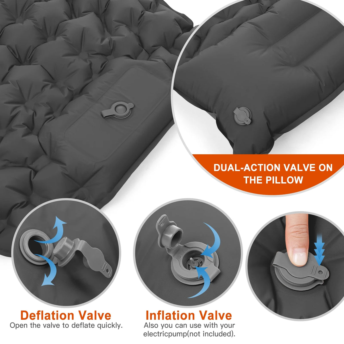 Ultralight Inflatable Camping Sleeping Pad with Built-in Pump V1478