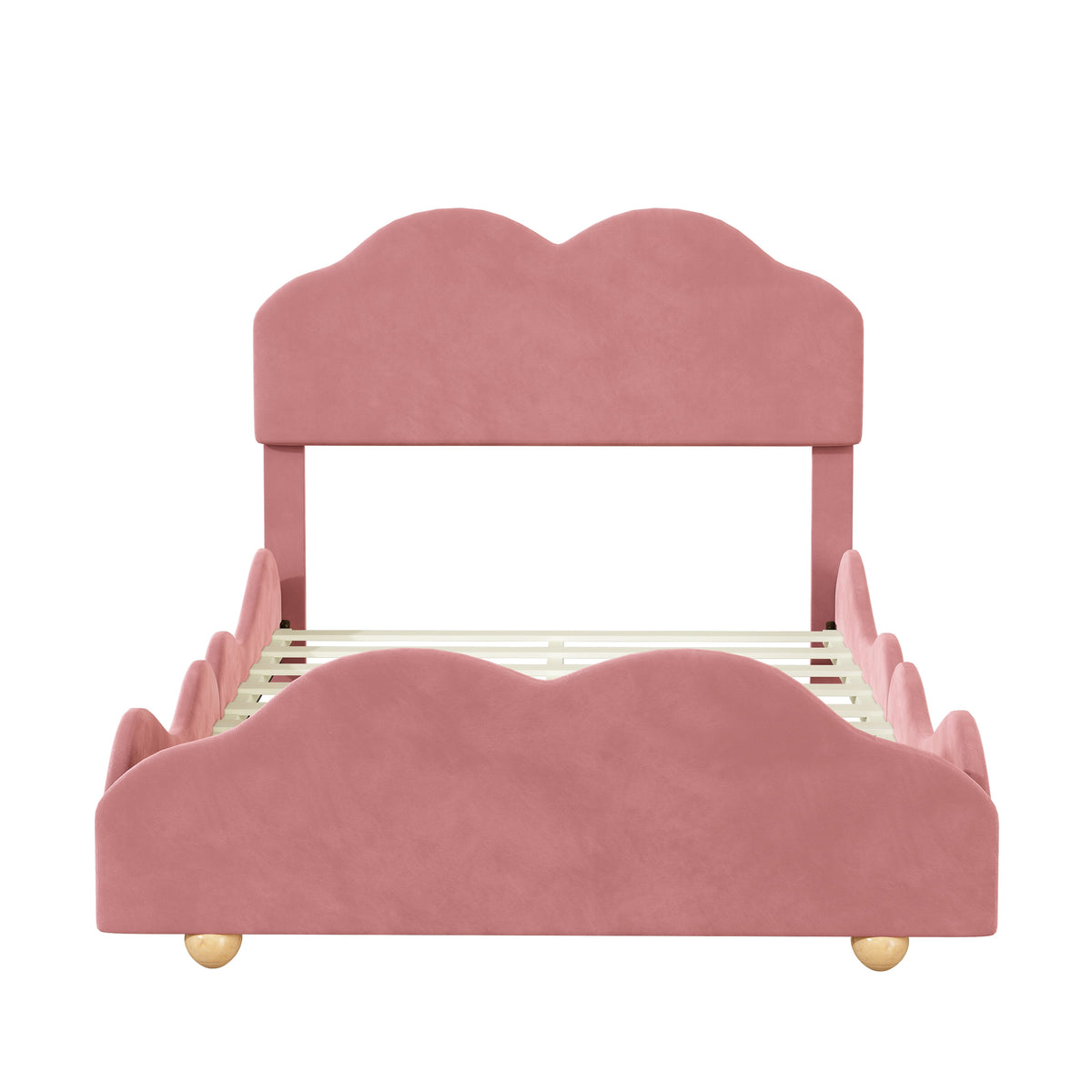 Dark Pink Upholstered Full Size Platform Bed Frame with Headboard G59810