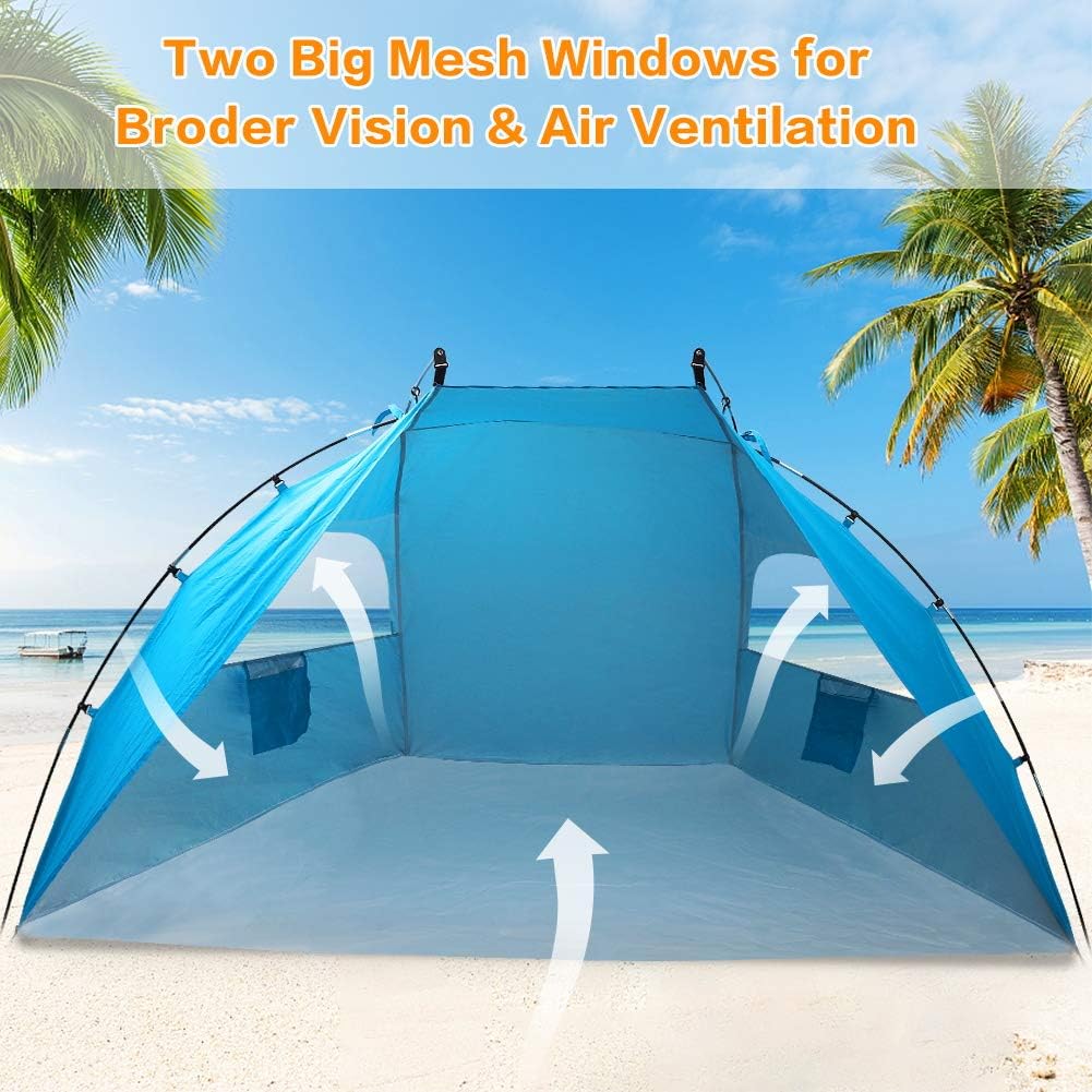 Portable Sun Shelter Beach Tent, 9ft Large Tent, UV Protection, Blue A437474