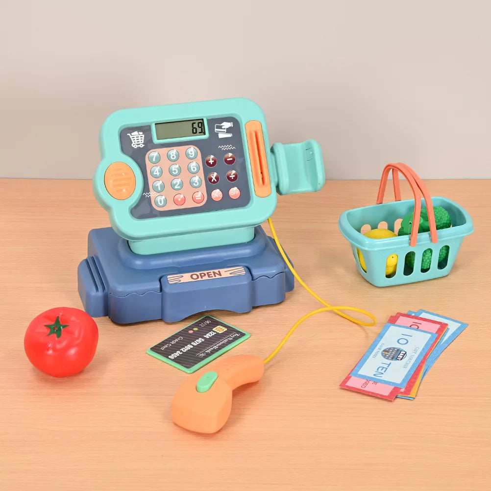 Pretend Play Calculator Cash Register with Scanner, Microphone, Play Food S970725