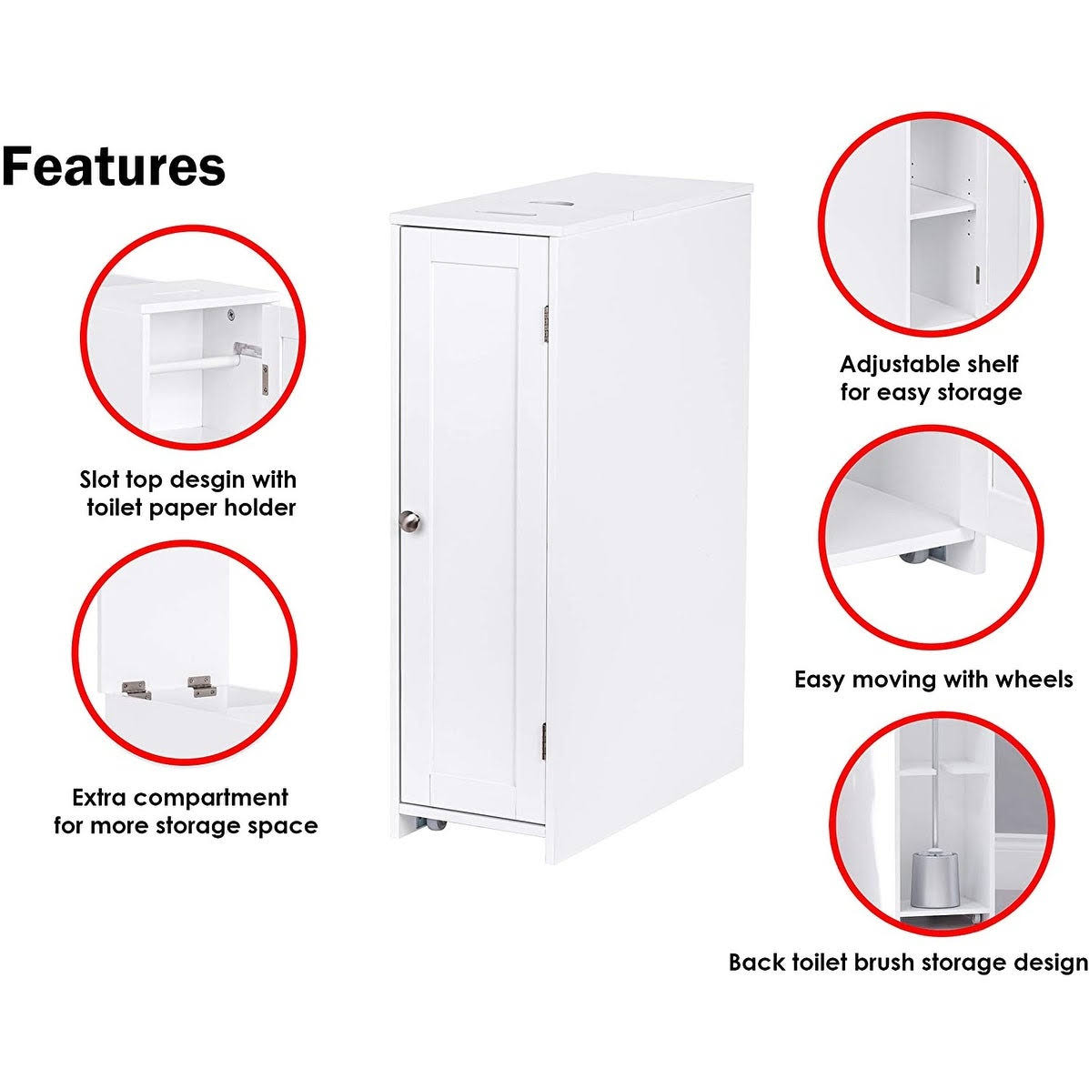 Toilet Paper Storage Cabinet with Rolling Holder F87307