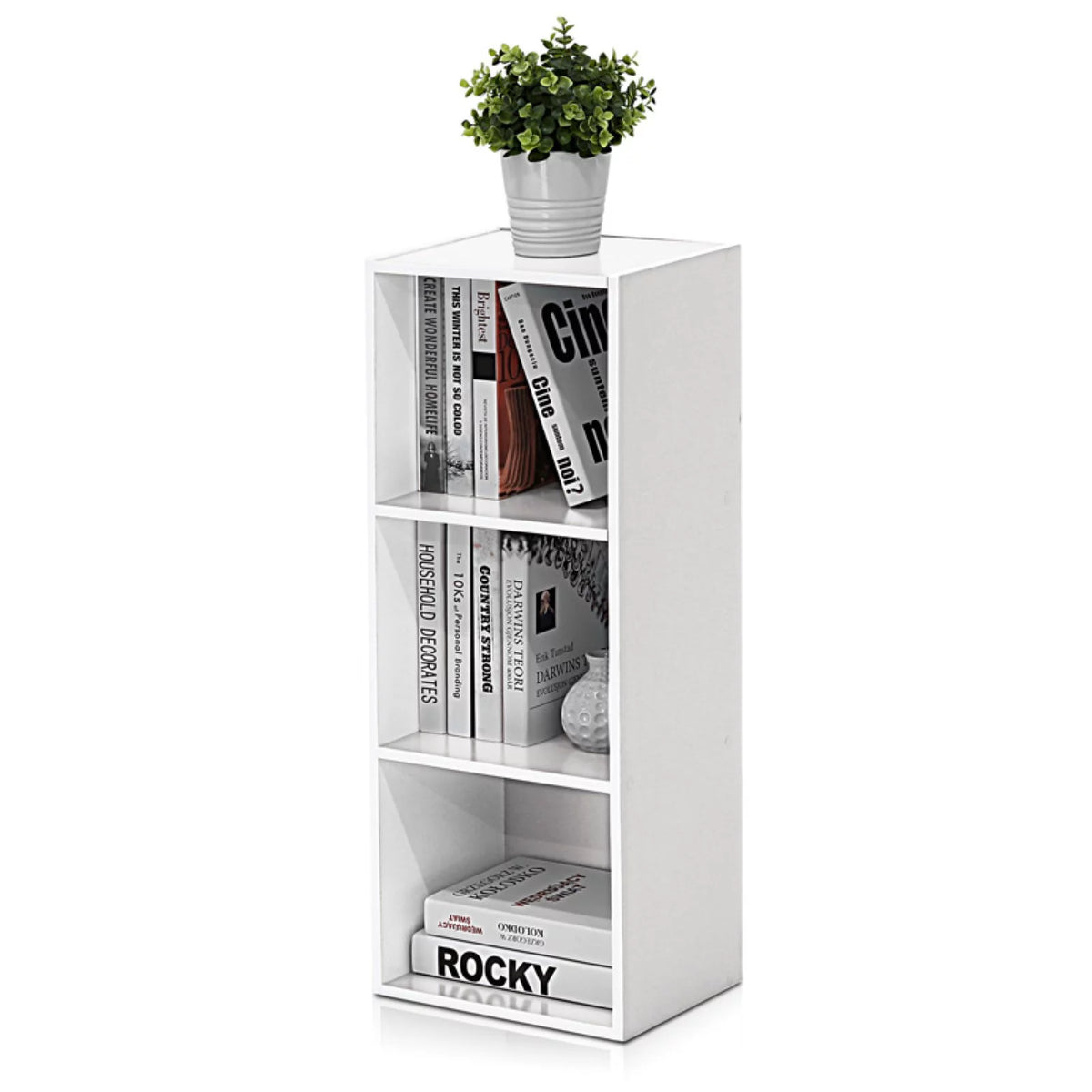 White Pink 3-Tier Engineered Wood Bookcase M1279