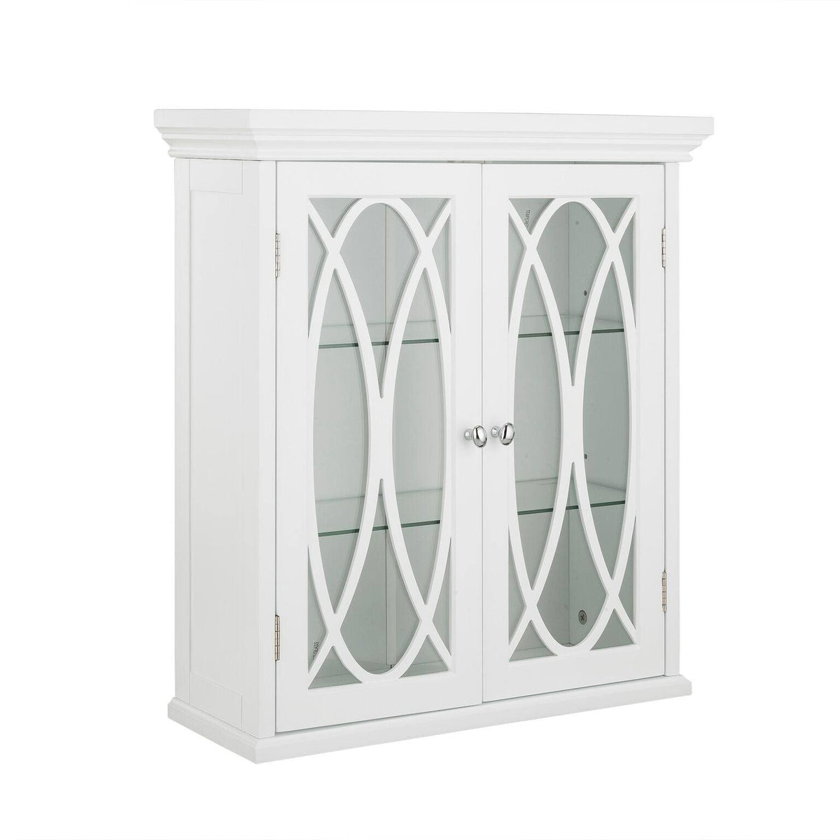 Two Doors Wall Cabinet with 2 Adjustable Tempered Glass Shelves U73386