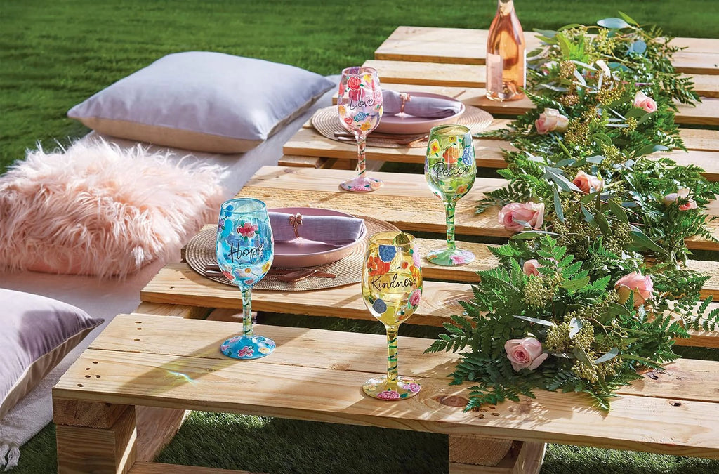 Floral Hand-Painted Artisan Wine Glass X613303