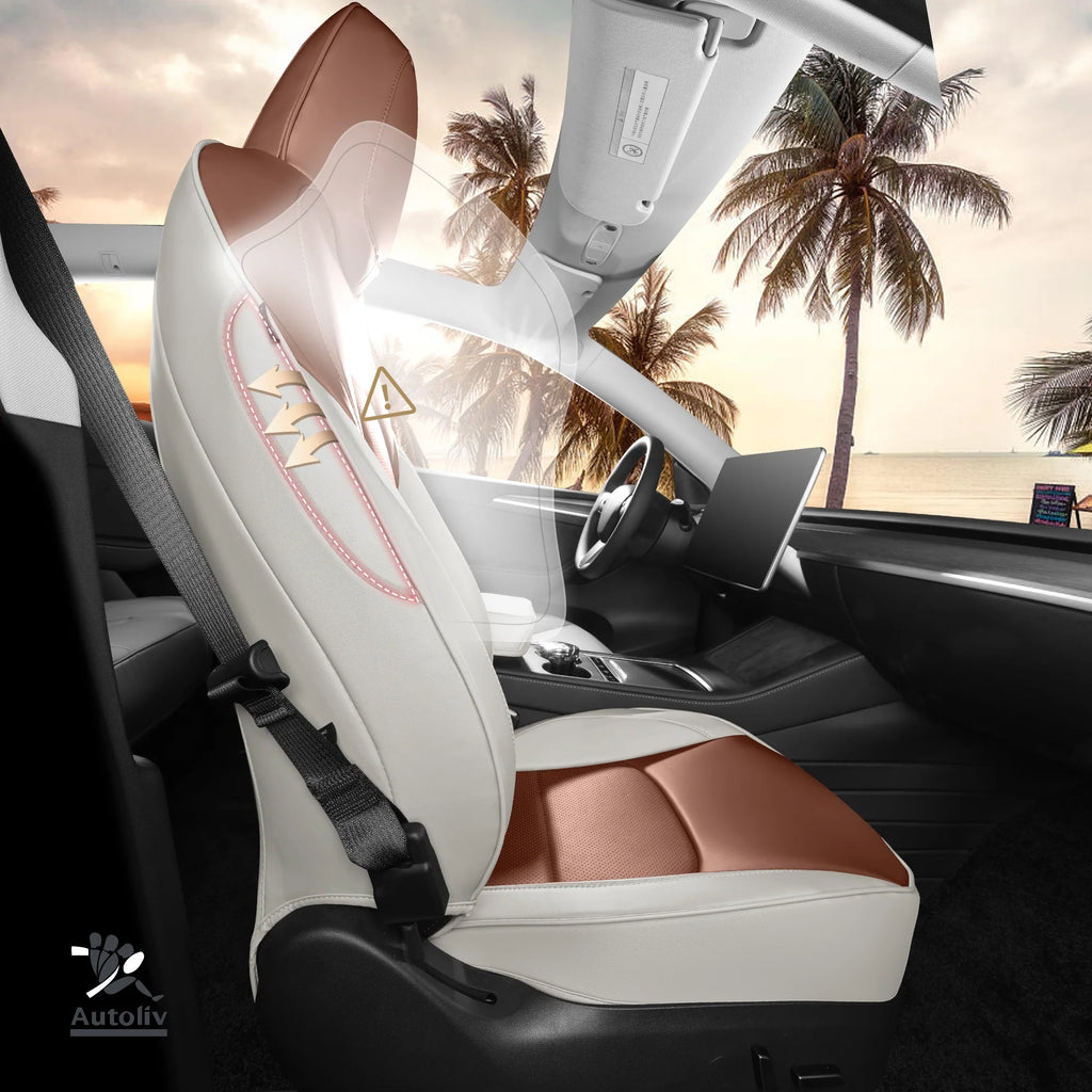 Brown and Beige Car Seat Cover S891