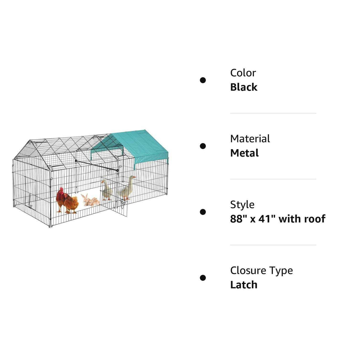 Large Metal Chicken Coop with Door & Cover J95832
