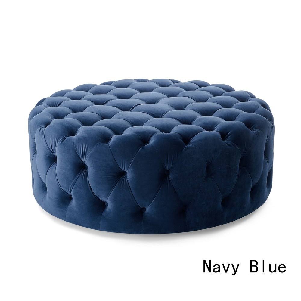 Tufted Velvet Round Ottoman with Casters P206528