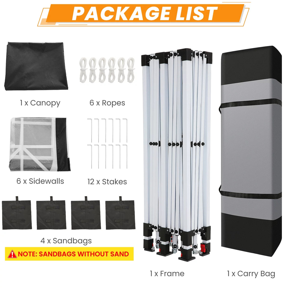 10'x20' Pop up Canopy Tent with 6 Sidewalls and Carry Bag C183