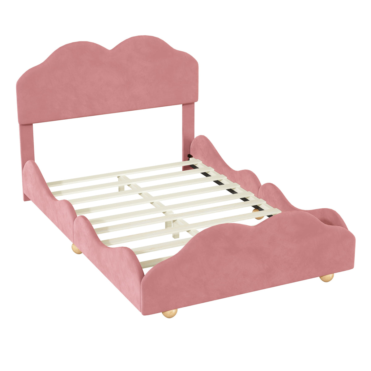 Dark Pink Upholstered Full Size Platform Bed Frame with Headboard G59810