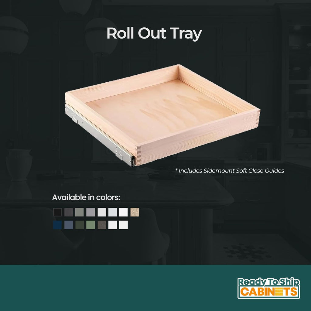 White Shaker Roll Out Tray, 15W x 4H inch V144