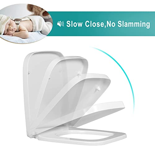 White Square Soft Close Toilet Seat with Quick Release Hinges E314109