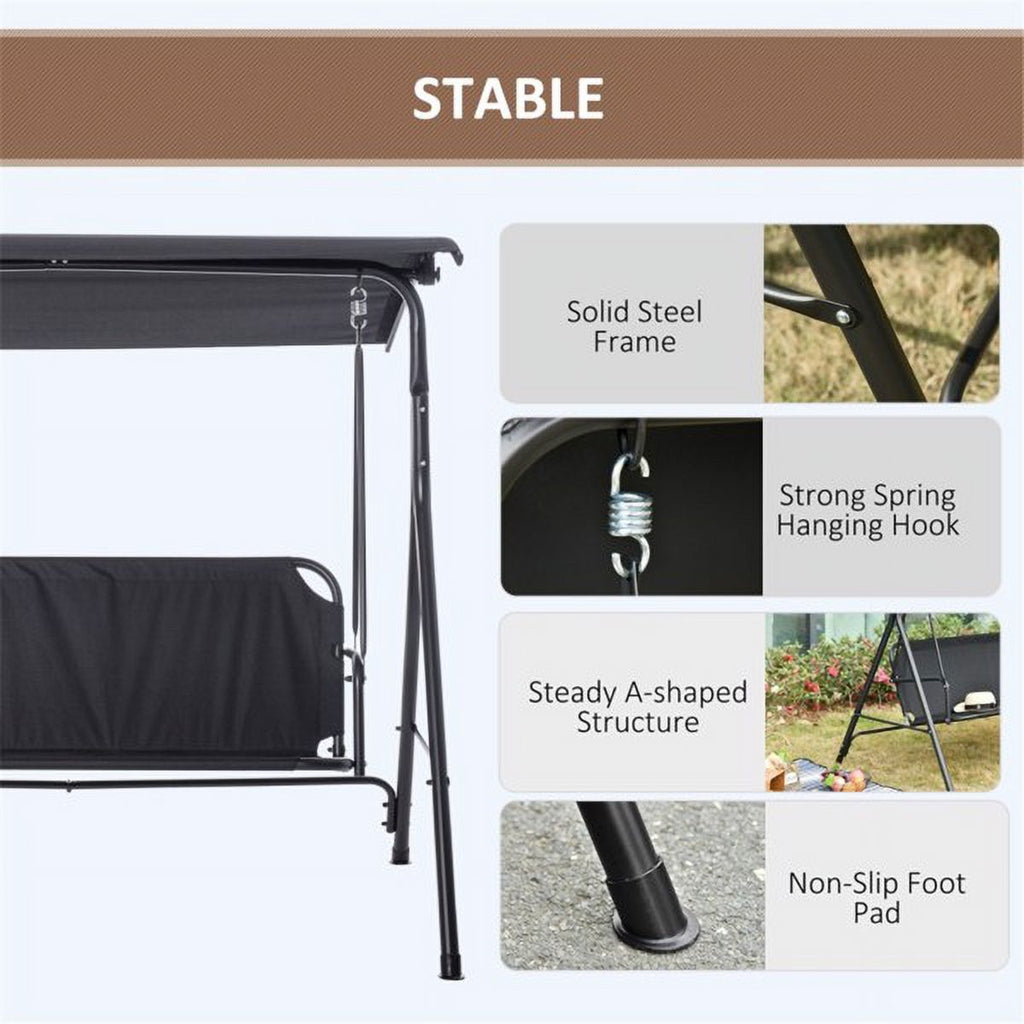 Black 3-Person Porch Swing X76557