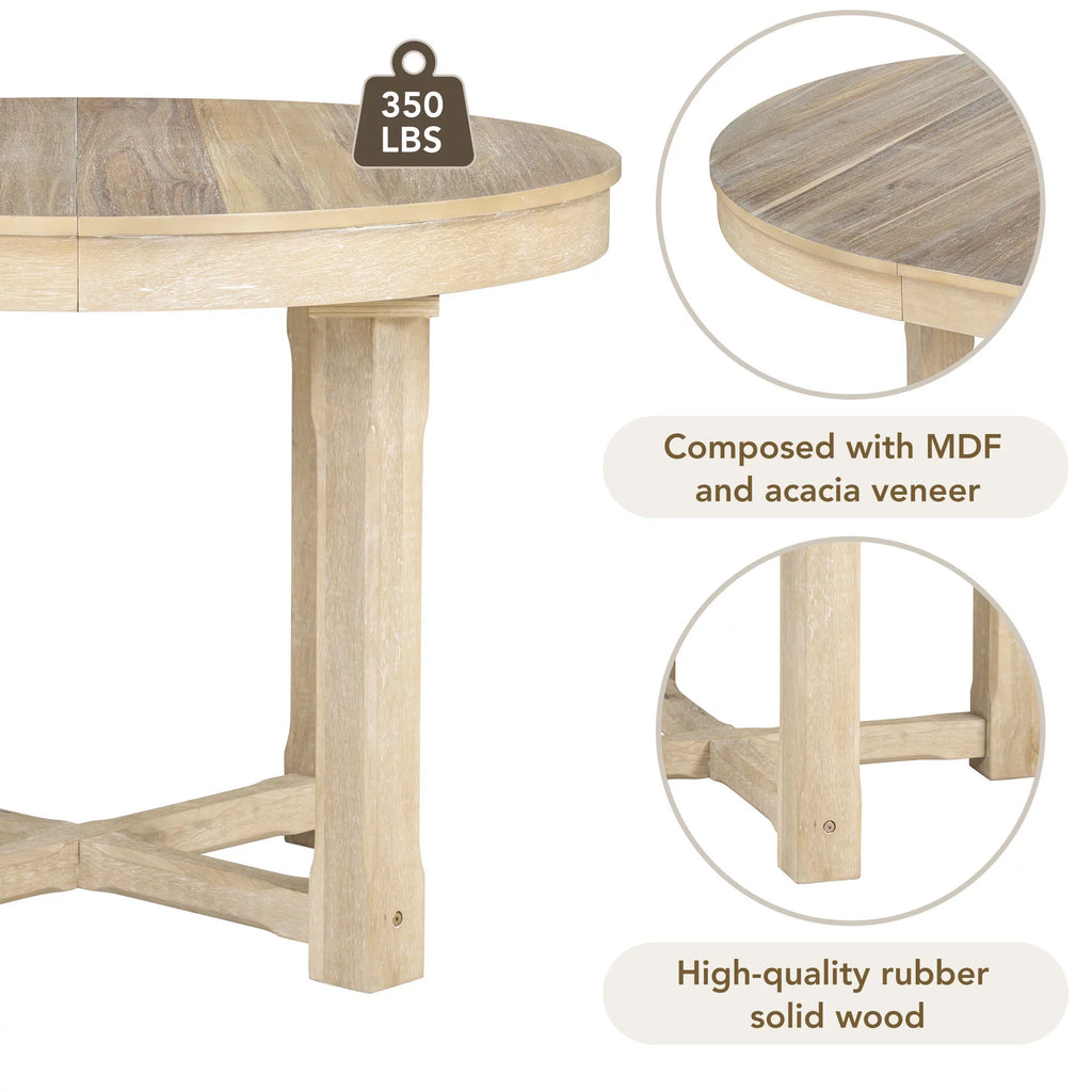 5-Piece Extendable Wood Dining Table Set with 4 Upholstered Chairs W753
