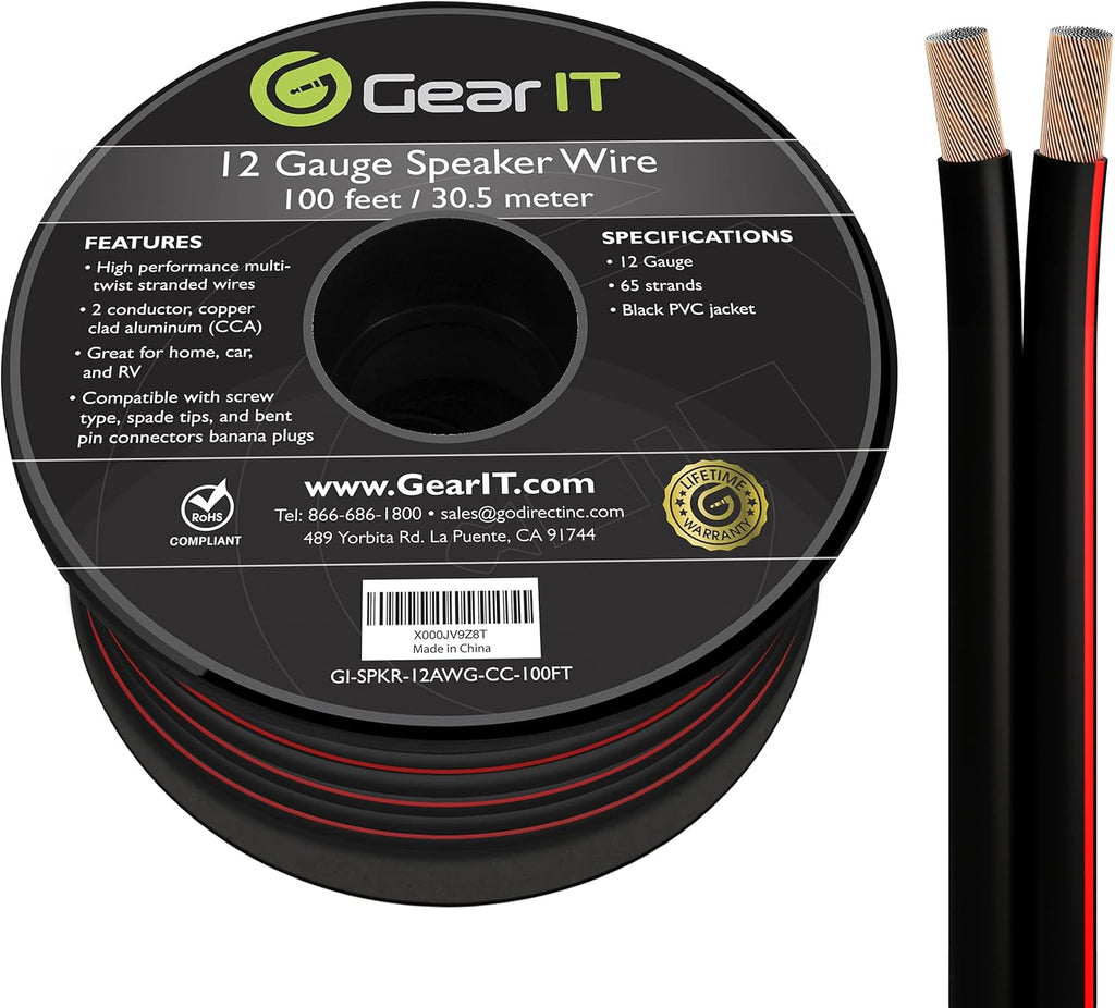 12 AWG Speaker Wire Cable 100 Feet White Pack of 2 D9965