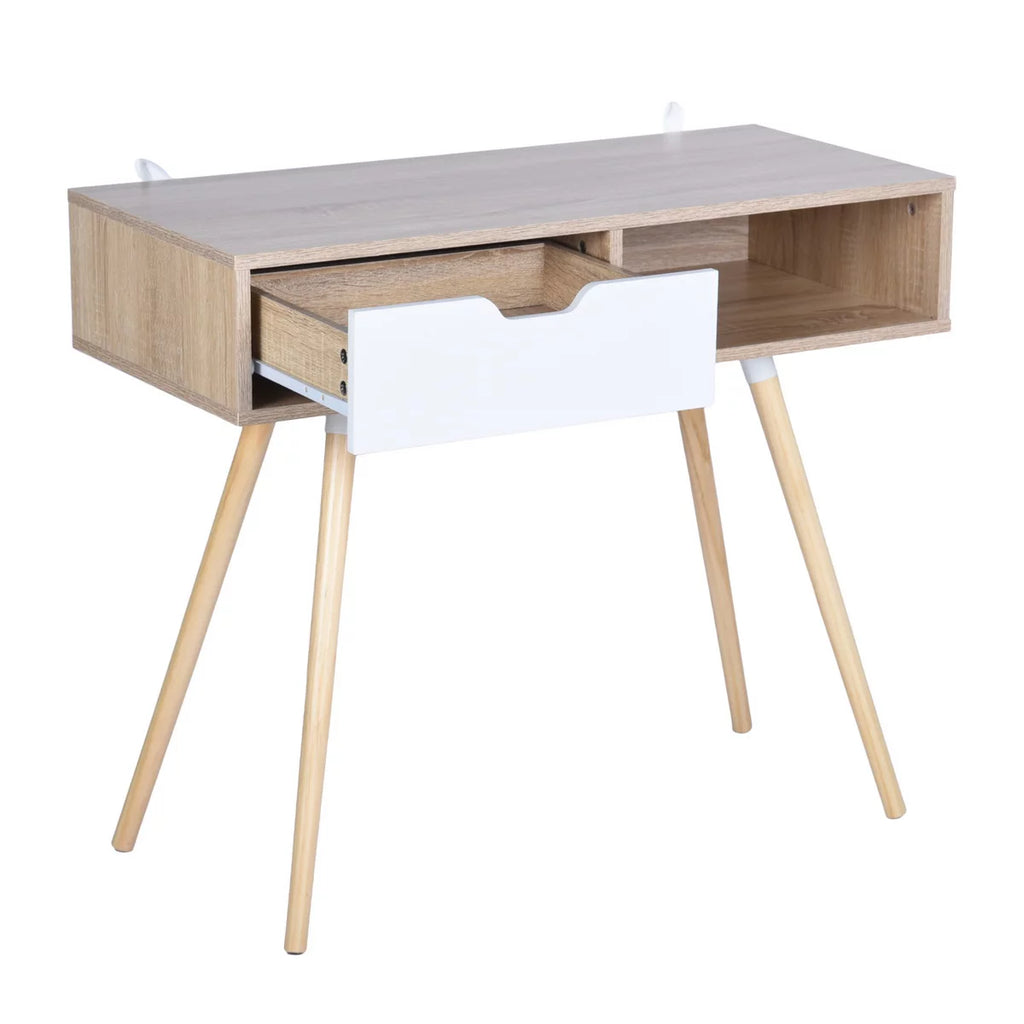 35.4" Oak Computer Desk With Drawer Q2701