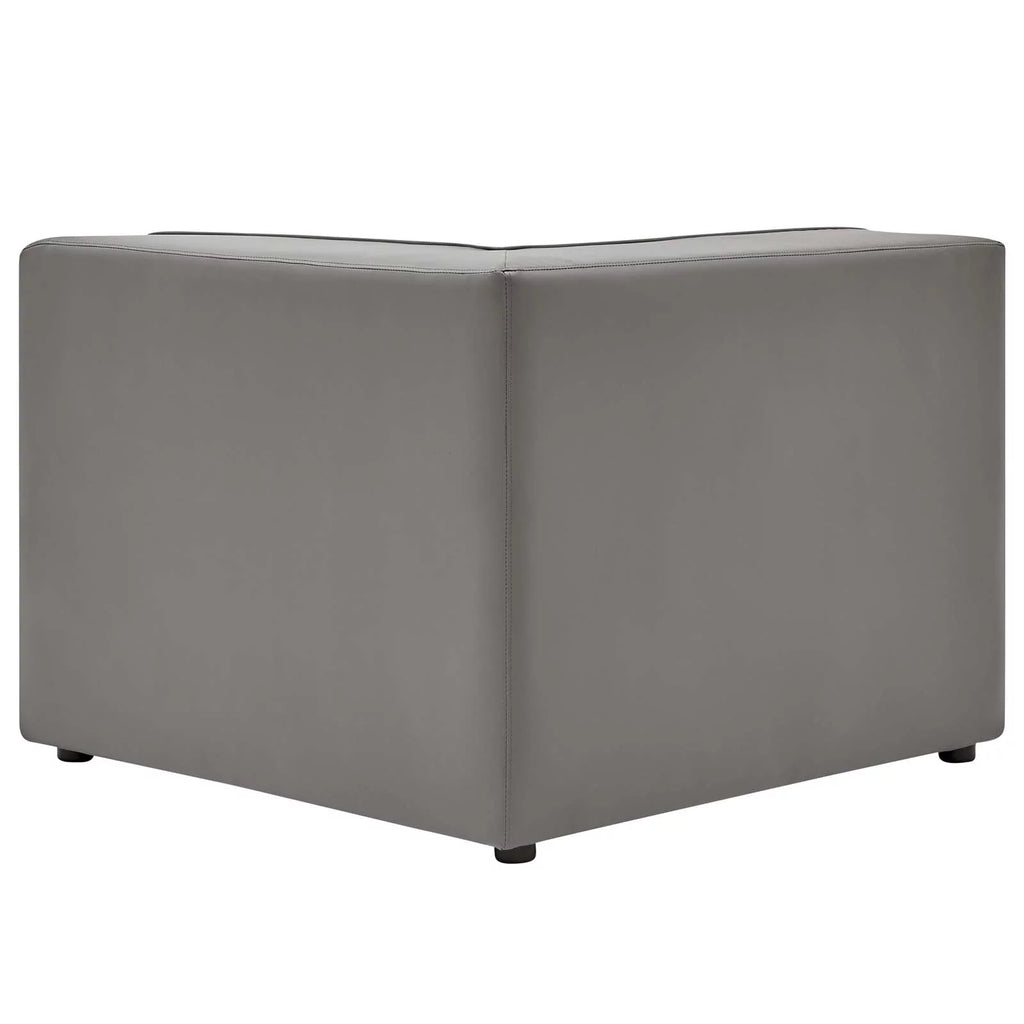 Grey Faux Vegan Leather Sectional Sofa Set X954