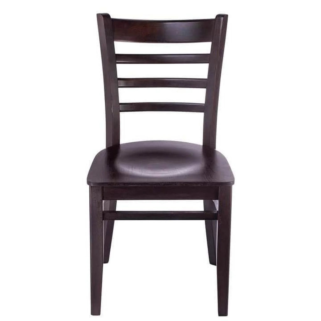 Ladderback Side Chair Mahogany Wood Seat Set of 2 J916