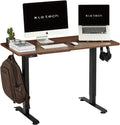 Black Steel Frame Walnut Top Electric Standing Desk, 48 x 24 Inch A497