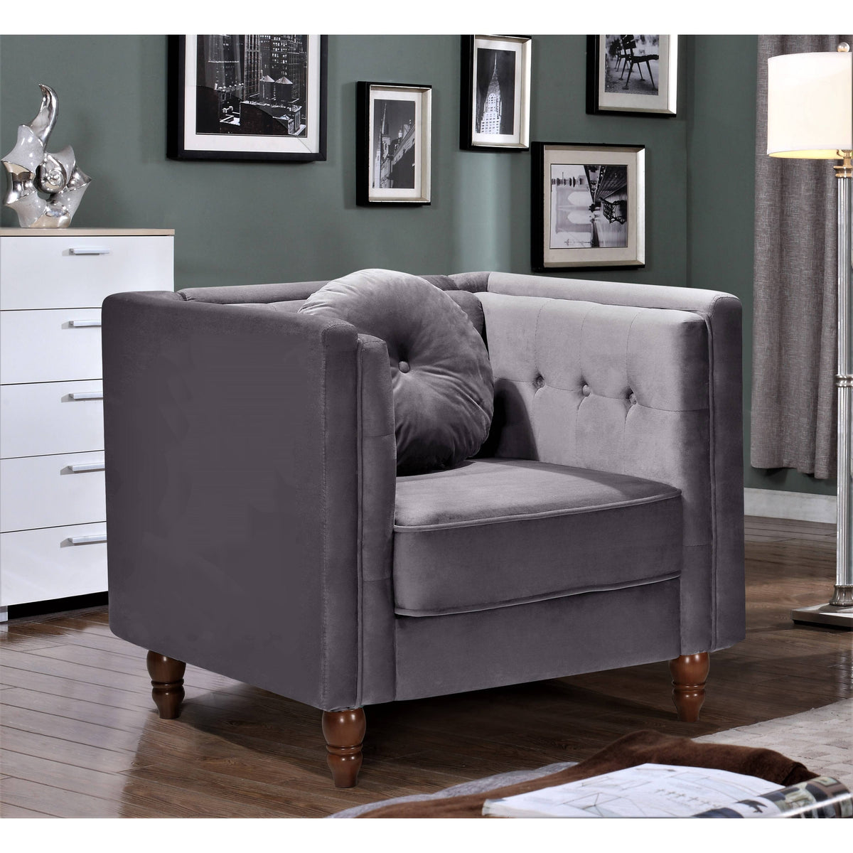 Grey Chesterfield Chair J9594