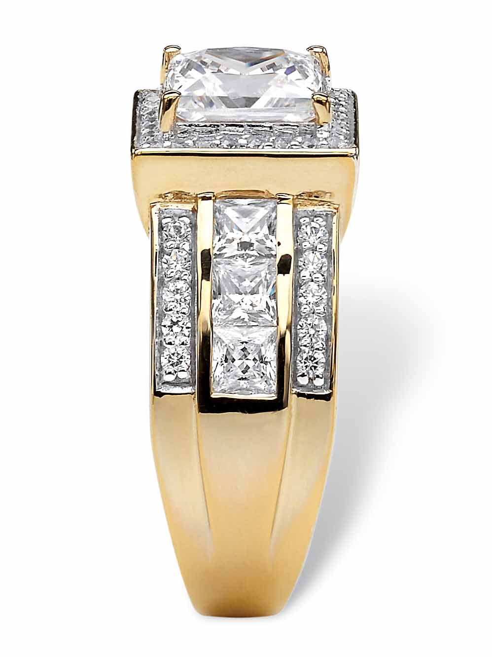 Princess-Cut Cubic Zirconia Halo Engagement Ring in 18k Gold-plated Sterling Silver C437492
