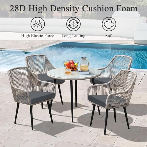 Waterproof Outdoor Chair Cushions Set of 2, 17"x16"x2", Cream E283634