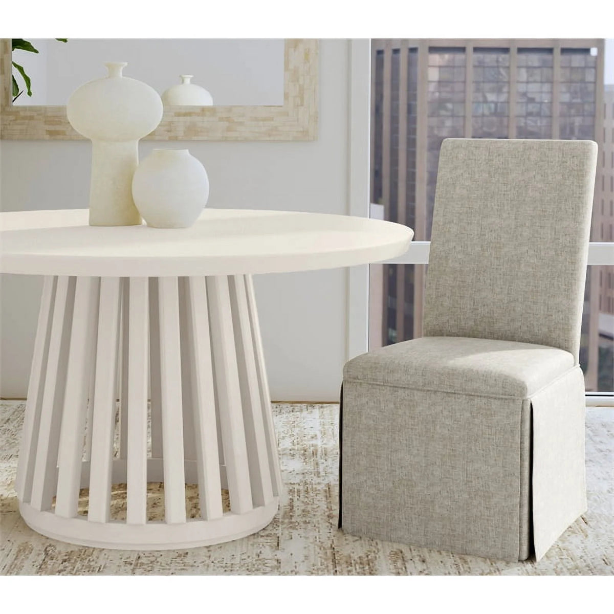 Cream Round Wood Dining Table O496