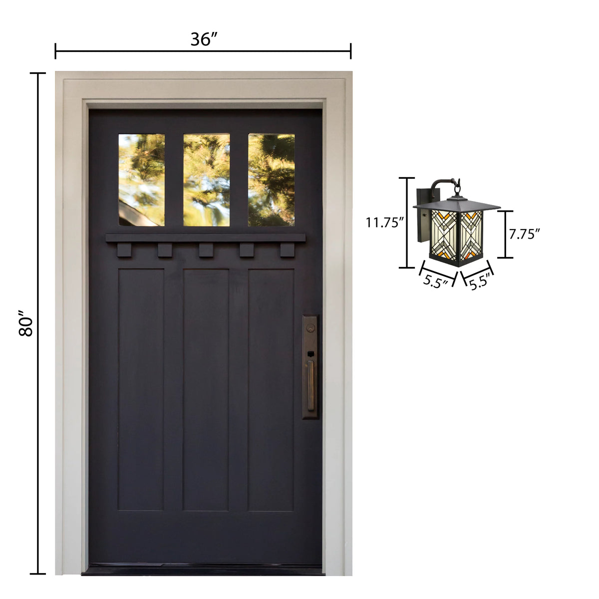 Bronze Outdoor Mission Stained Glass Wall Sconce R1077