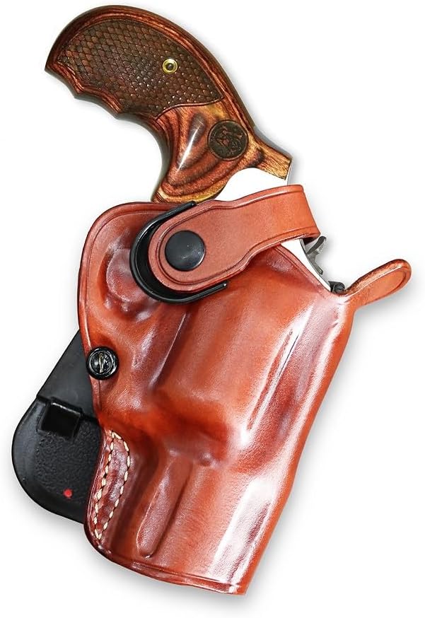 Brown Leather OWB Revolver Holster with Retention Strap for 2.5'' Barrel V5212