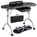 Black Portable Manicure Table with Drawer and Casters E416